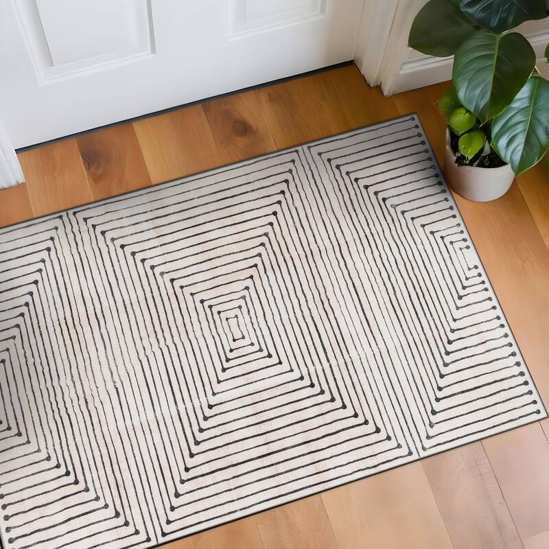 World Rug Gallery Bohemian Stripes Washable Non Slip Area Rug
