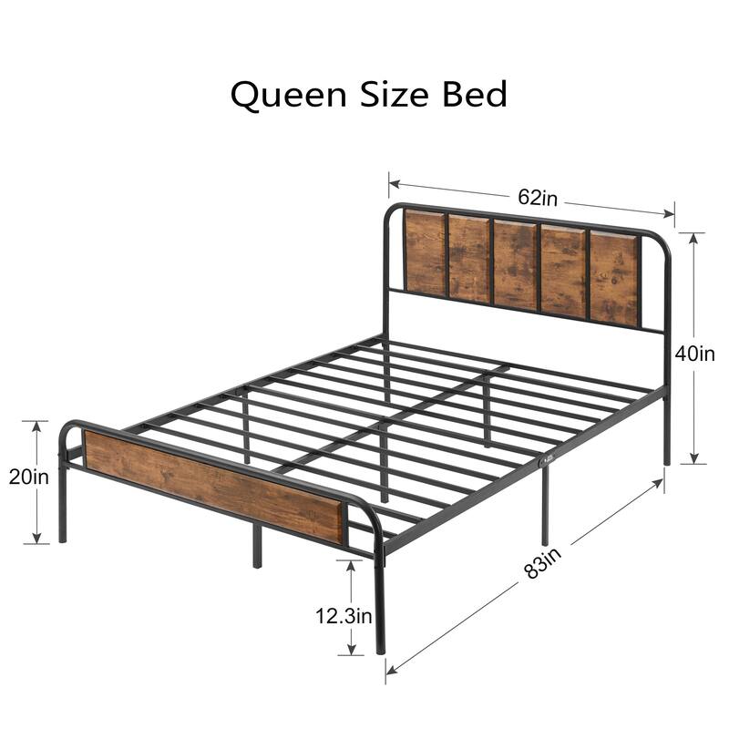 VECELO Platform Bed Frame with Wood Headboard,Twin/Full/Queen Size Bed