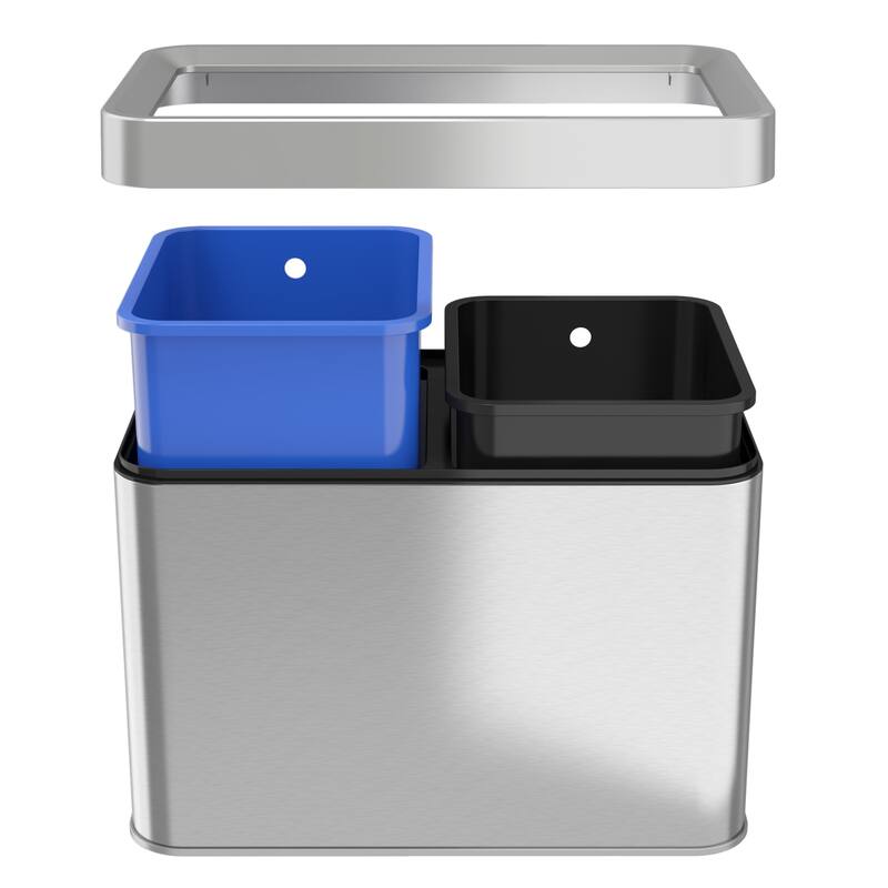 iTouchless 5.3 Gal Dual Compartment Stainless Steel Open Top Combo Bin