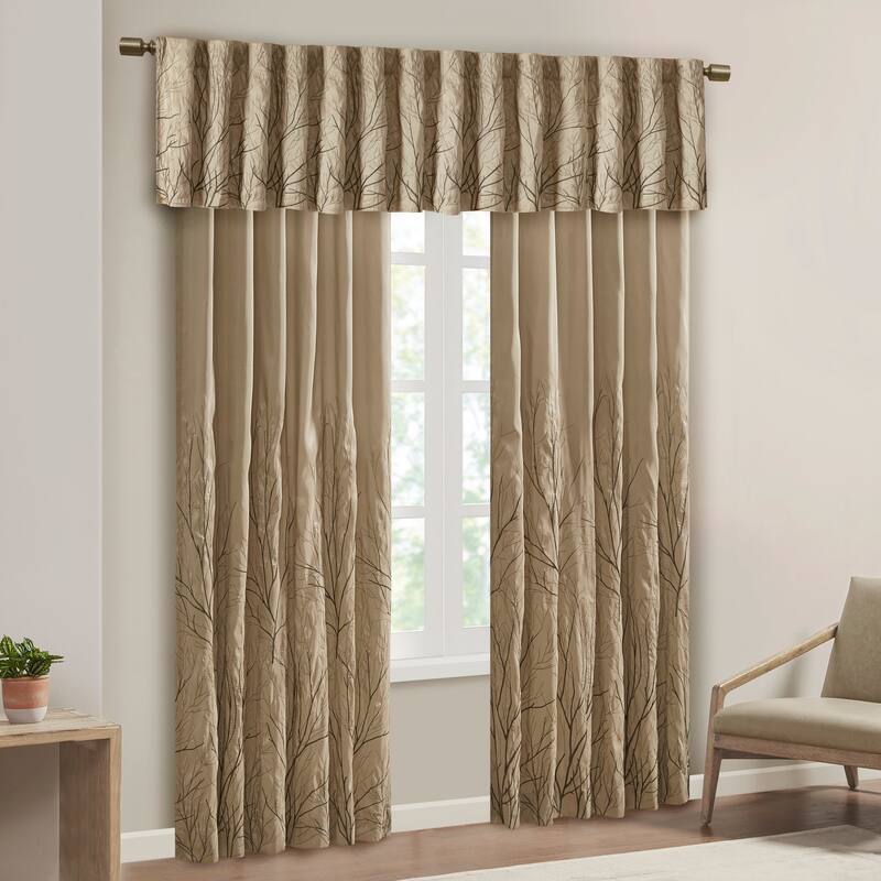Madison Park Eliza Faux Silk Embroidered Window Valance - 50 x 18"