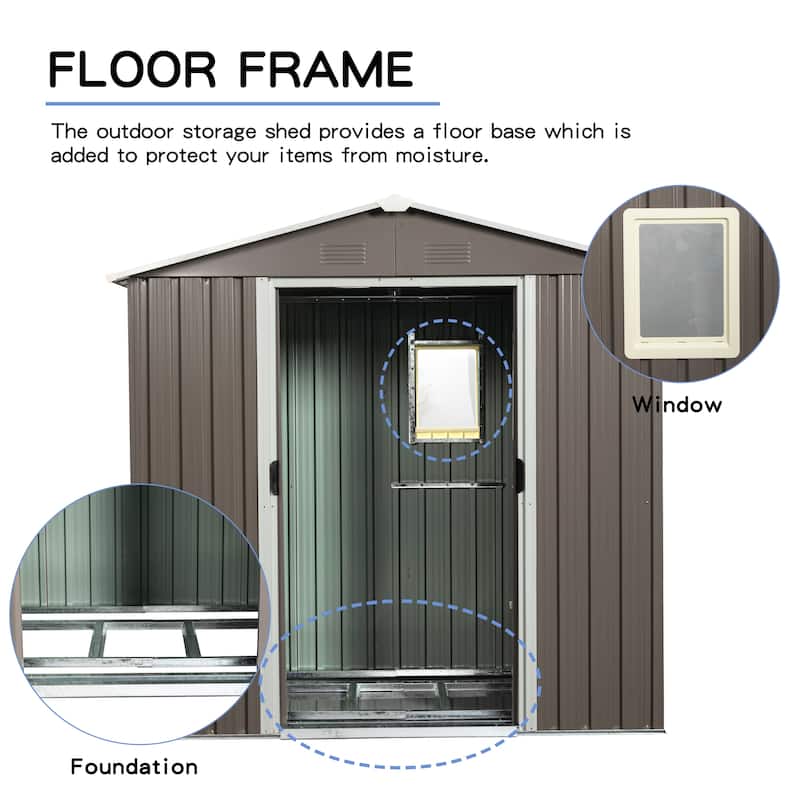 8ft x 4ft Outdoor Metal Storage Shed With window