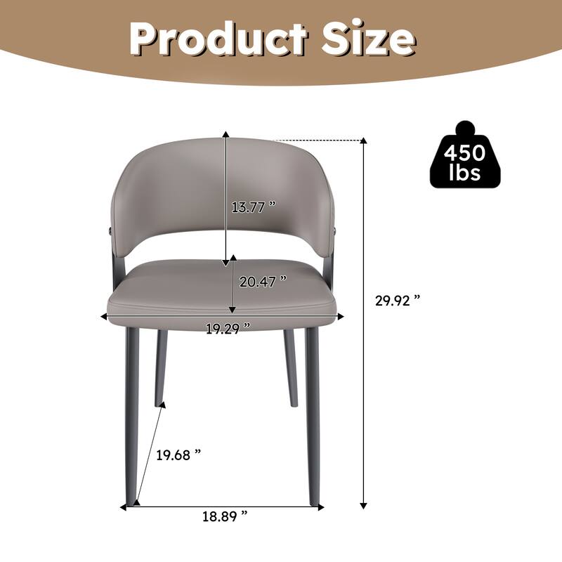 Dining Chairs Set of 2, PU Leather Kitchen Chairs with Metal Legs -Ergonomic Armrests, Comfortable Sponge Cushion, Sturdy Frame