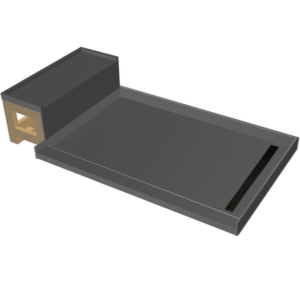 Tile Redi RT3260R-RB32-KIT-2.5 Base'N Bench 72" X 32" Three Wall Alcove Shower Pan with Single Threshold, Bench, and 2"