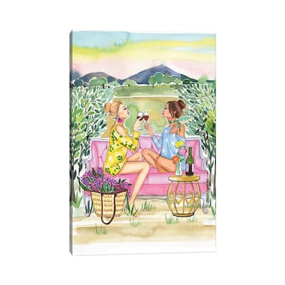 iCanvas "Two Girls Drink Wine" by Rongrong DeVoe Canvas Print