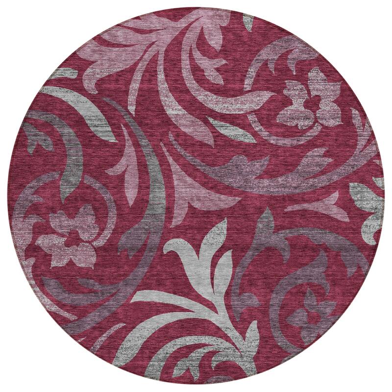 Machine Washable Indoor/ Outdoor Chantille Floral Scroll Rug