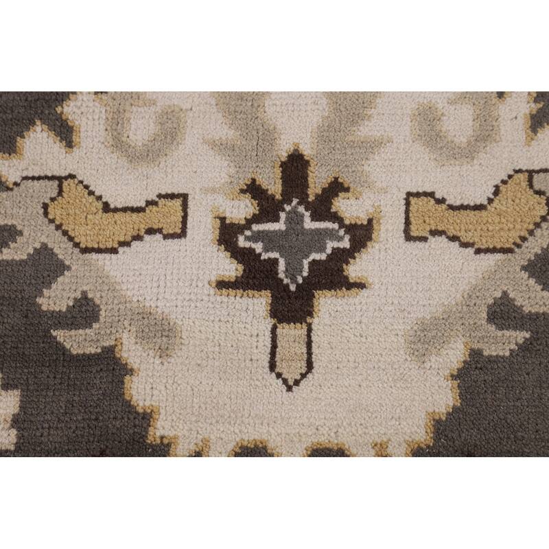 All-Over Floral Gray Oushak Oriental Area Rug Handmade Wool Carpet - 9'3" x 11'7"