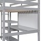 preview thumbnail 6 of 34, Wood Twin/Full Size High Loft Bed with Built-in Desk and 3-Storage Shelves, Solid Wood Loftbed Frame with Ladder and Guardrail