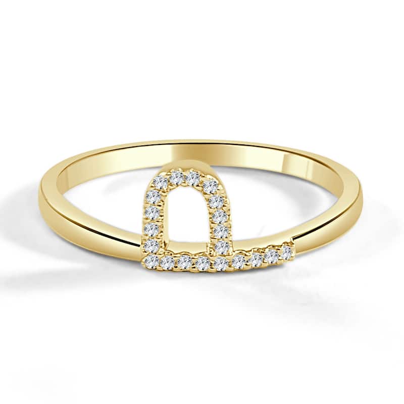 Joelle Collection Diamond Initial Ring for Her 14k Yellow Gold 1/10 ct TDW Women's Ring