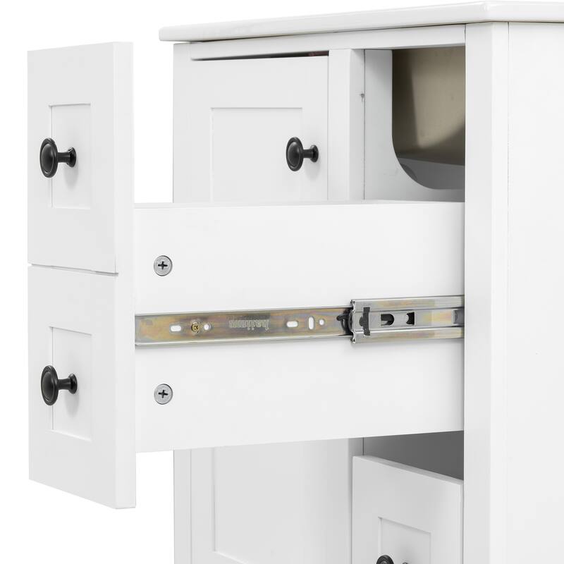 24 Inch Single Sink Bathroom Vanity, Integrated Ceramic Basin Bathroom Storage Cabinet