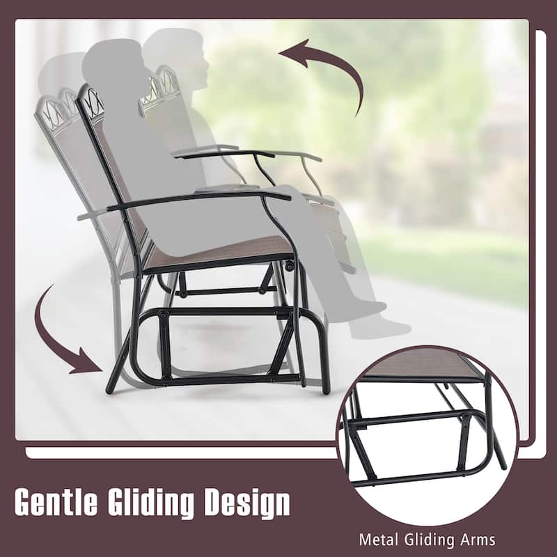 Gymax 2 PCS Patio Glider Conversation Set Outdoor Loveseat Glider