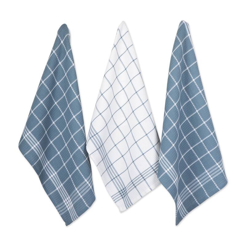 J&M Waffle Weave Dishtowel & Dishcloth (Set of 8) - Blue