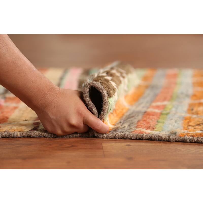 Striped Moroccan Oriental Runner Rug Handmade Wool Carpet - 3'0" x 10'2"