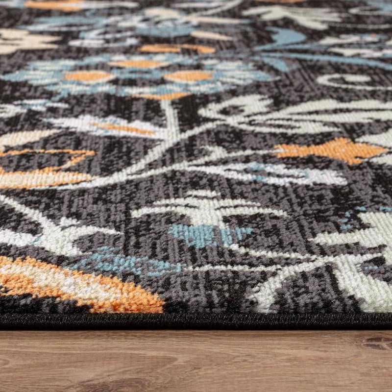 Beige Multi Vine Floral Stylish and Durable Area Rug
