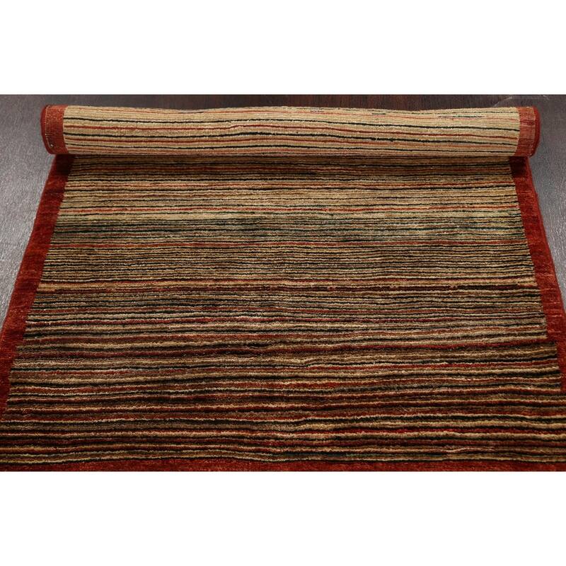 Modern Striped Gabbeh Kashkoli Oriental Area Rug Wool Handmade - 3'3" x 4'8"