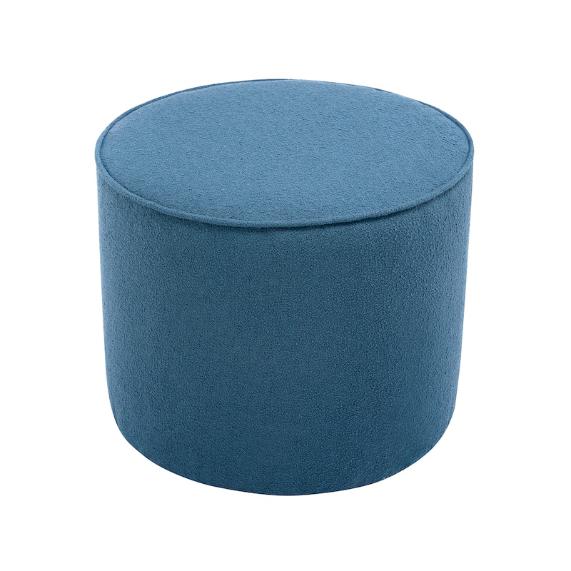 Porthos Home Belia Boucle Fabric Round Ottoman Coffee Table - Blue