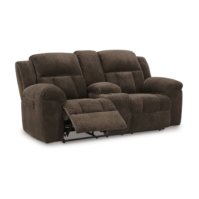 Briar Manual Double Reclining Loveseat, Brown Polyester, 80 Inch
