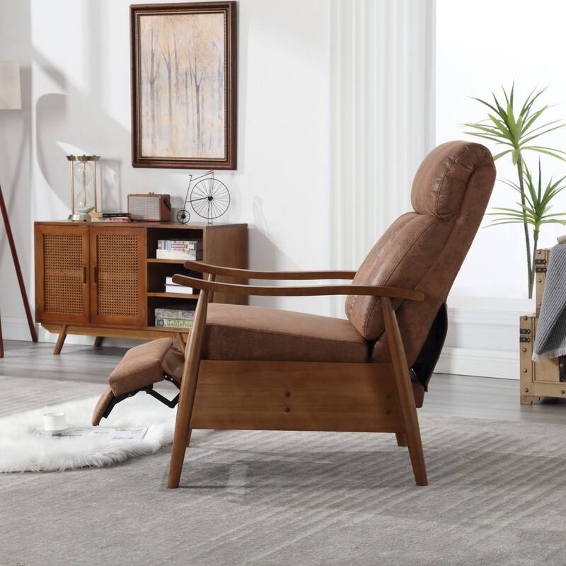 Modern Accent Chair Lounge Chair, Wood Frame Adjustable Recliner Chair