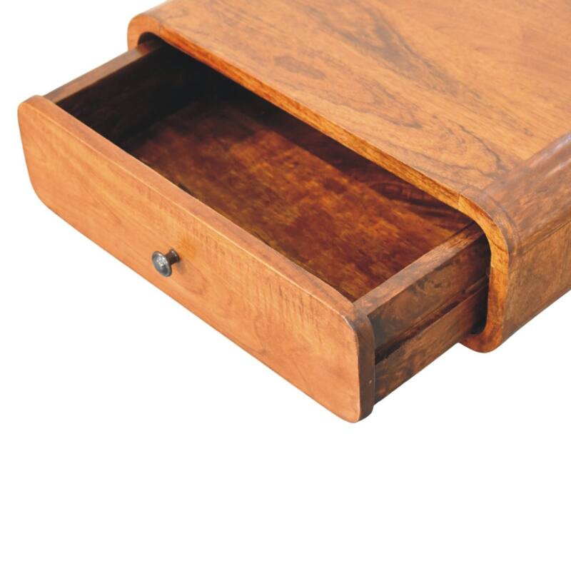 Wall-Mounted Honey Caramel 1-Drawer Nightstand with Minimalist Design