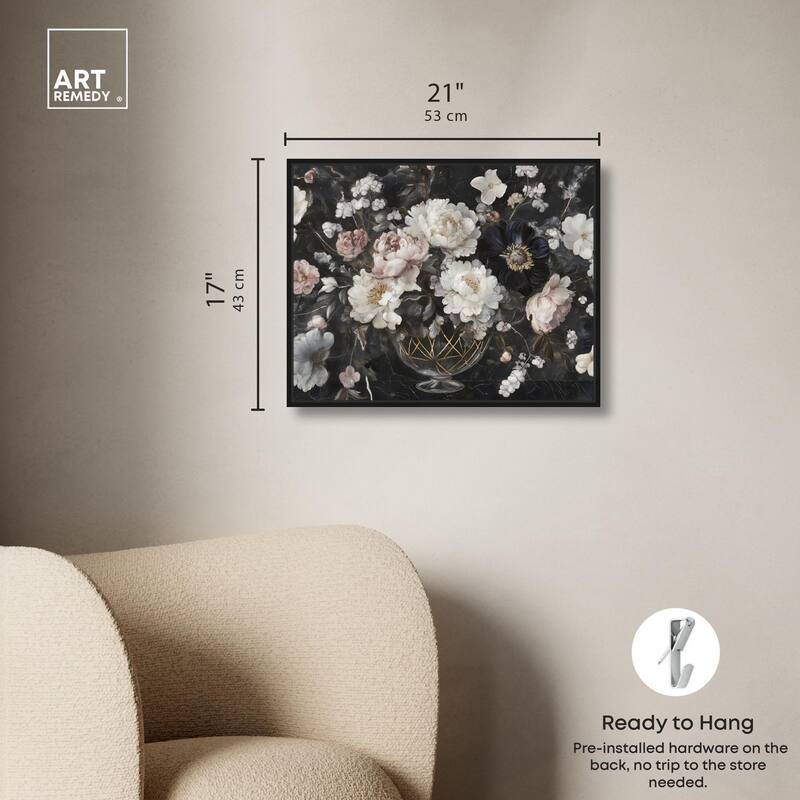 Peonies in Glass Vase Canvas by Art Remedy