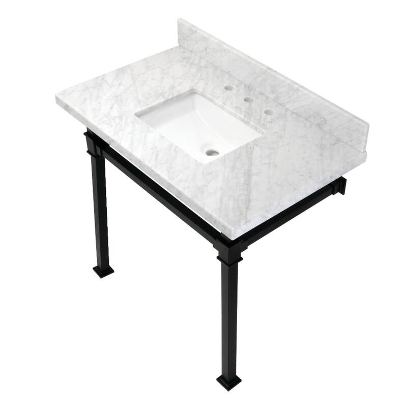 Kingston Brass Monarch 22" Wall Mounted Rectangular Marble Lavatory - Marble White / Matte Black