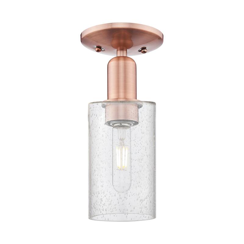 Innovations Lighting Endless Possibilities Arcadia - Clymer - 1 Light 4" Semi-Flush Mount - Antique Copper/Seedy