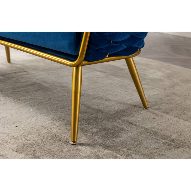 luxhomez Velvet Accent Chair Armsofa Tufted Sofa with Metal Frame for Living Room Bedroom Office Balcony Beige