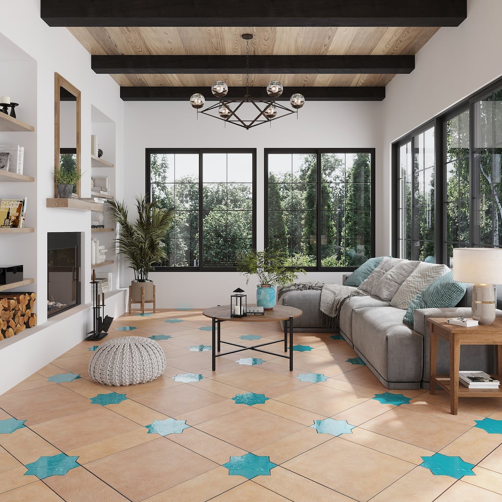 Apollo tile 7" x 7" Terralis Glossy Turquoise Blue Porcelain Tile (6.46 sq ft/case) - 16 Pack