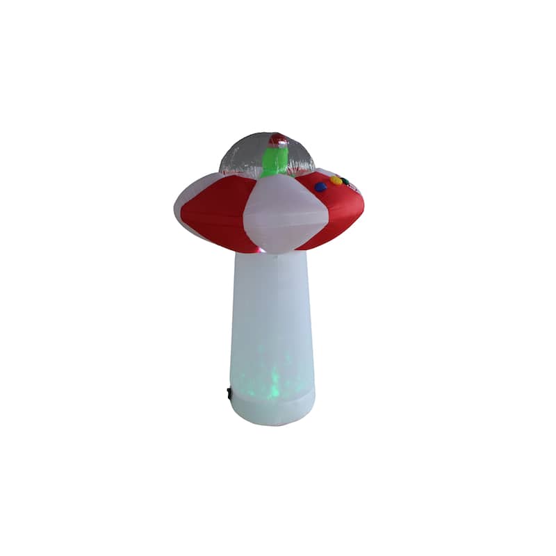 A Holiday Company Star Dasher UFO with Green Shimmer Light, 7 ft Tall, Multi