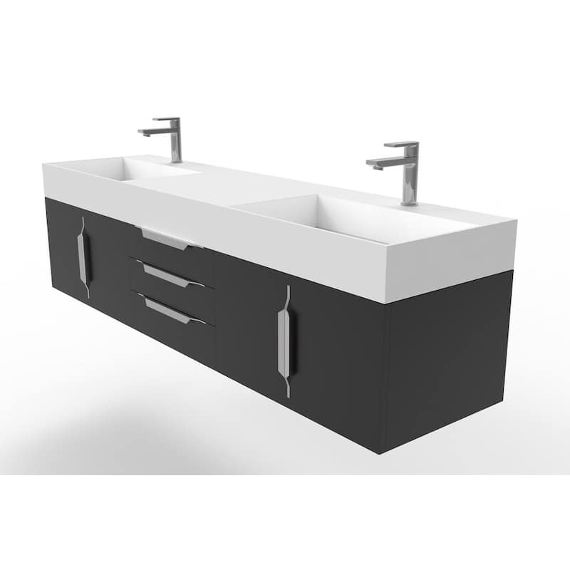Amazon 72" Wall Mounted Bathroom Vanity Set w/ White Top