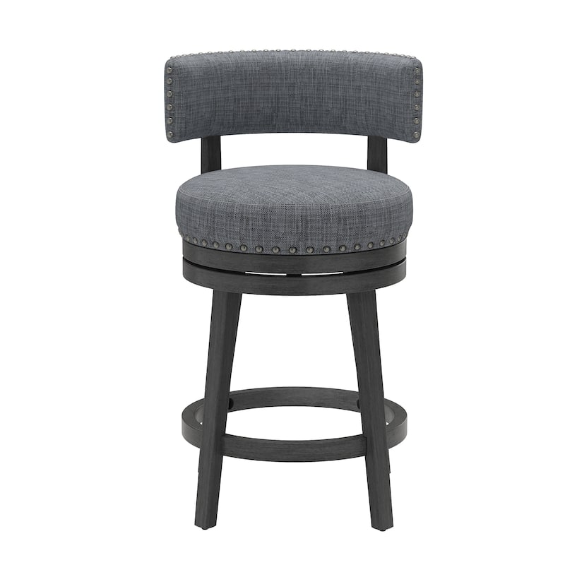 Modern Velvet Swivel Bar Stool - 25" or 30" Counter Height with Adjustable Footrest & Walnut Base, for Kitchen Islands
