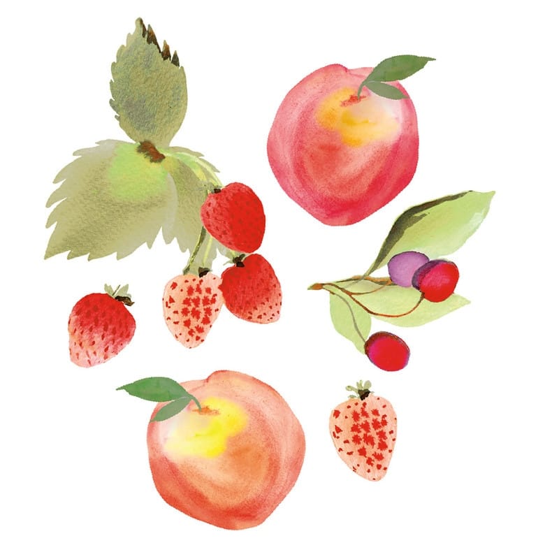 Tempaper Peach & Berry Medley Removable Wall Decals (Contains 25 Pieces on (3) 17.25" x 9.75" Sheets)