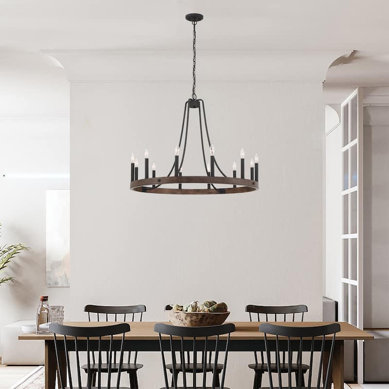 Acroma 12-light Farmhouse Modern Wagon Wheel Chandelier - N/A