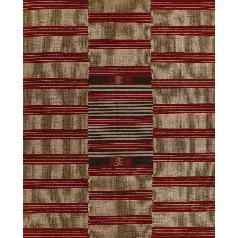 Momeni Adobe Hand Woven Wool and Jute Geometric Area Rug - 8' x 10' - Red