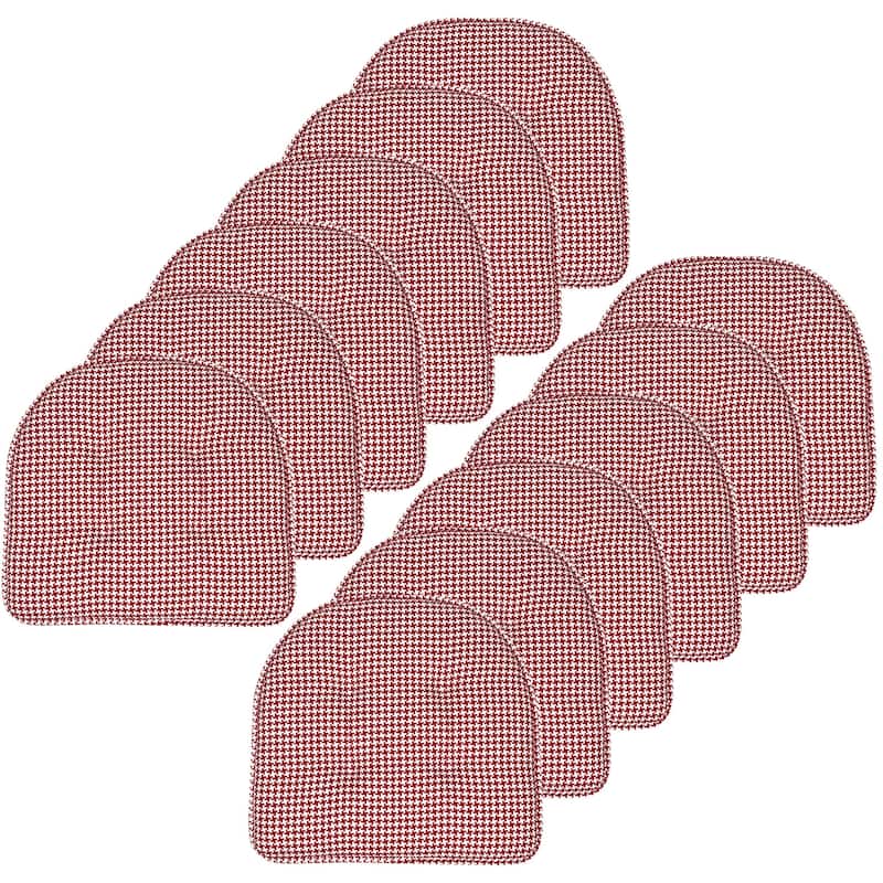 Sweet Home Collection Houndstooth Stitch U-Shaped Memory Foam Chair Cushions 17" x 16" - Set of 12 - Red