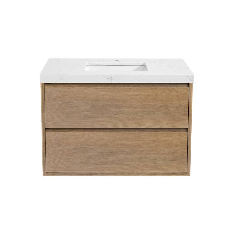 NebulaSky 24/ 30/ 36/ 48 in Wall Mounted Single Sink Bathroom Vanity with Engineered Stone Top Combo Cabinet Vanity Set - 36 inch