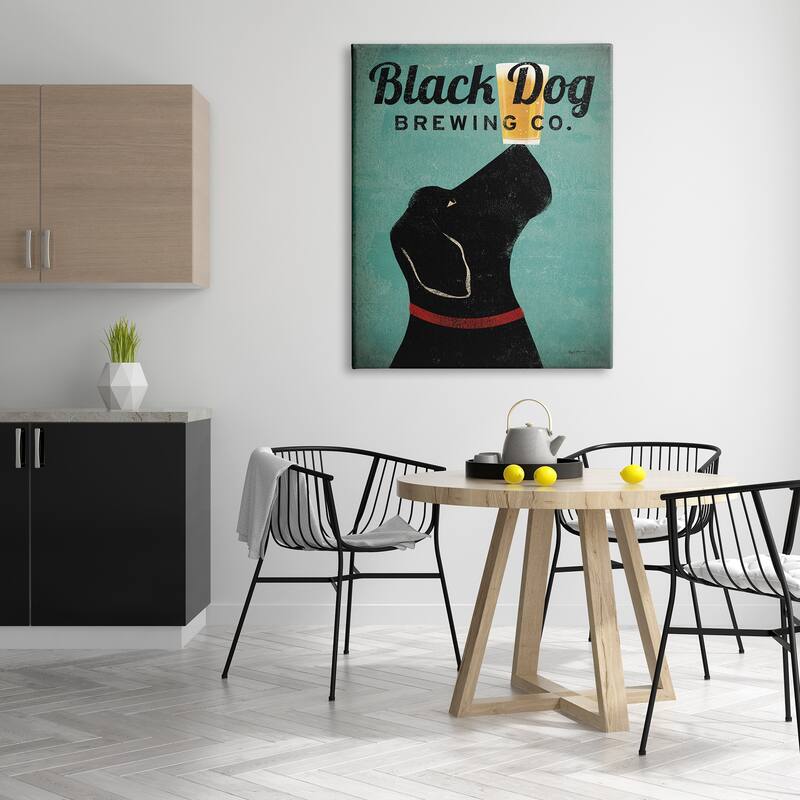 Stupell Black Dog Brewing Antique Beer Sign Stretched Canvas Wall Art, Design by Ryan Fowler