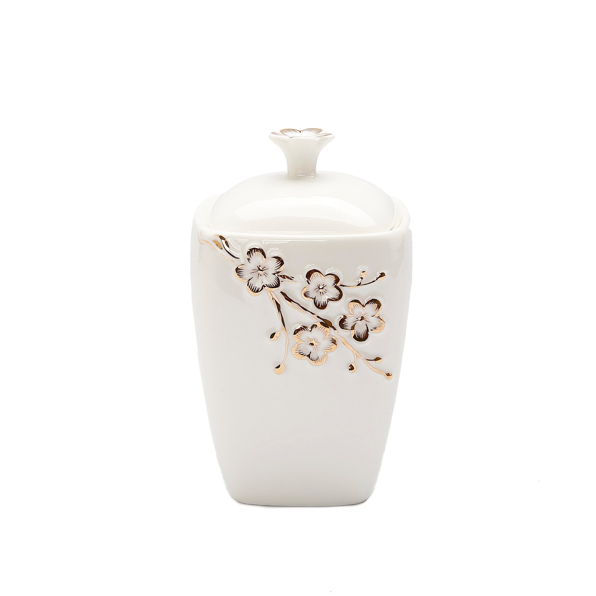 5.5"H Sugar Bowl Gold Floral Artwork