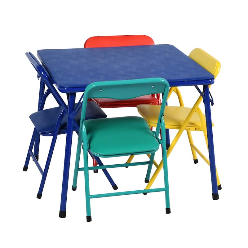 Homylin Kid's 5-piece foldable square table and chair set, Kid's activity table and chair set,suitable for Home classrooms - N/A