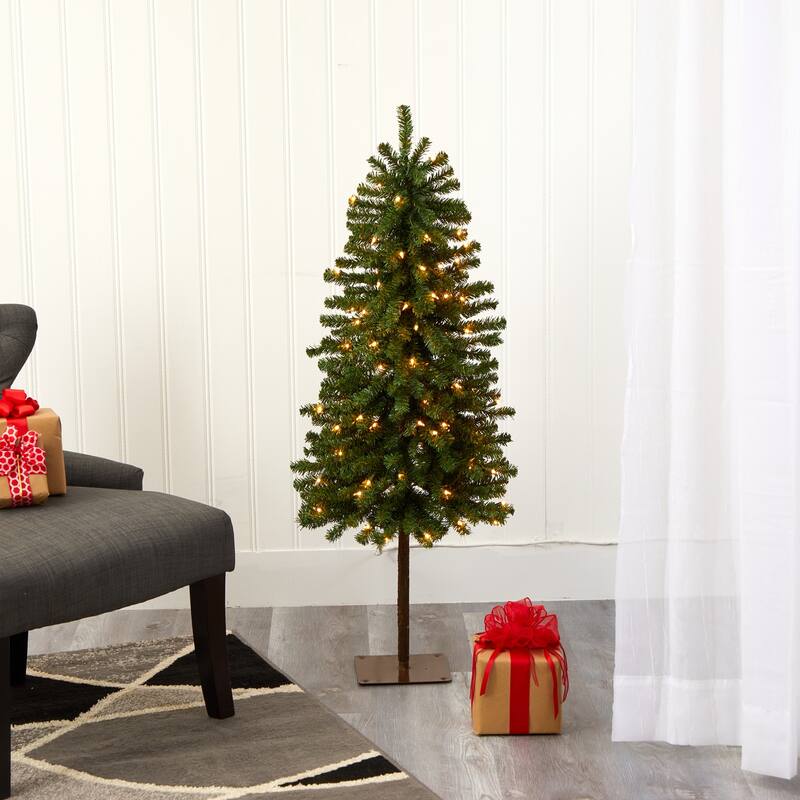 4ft. Alpine Artificial Christmas Tree with 100 Lights & 260 Branches - Compact Holiday X-Mas Décor Tree