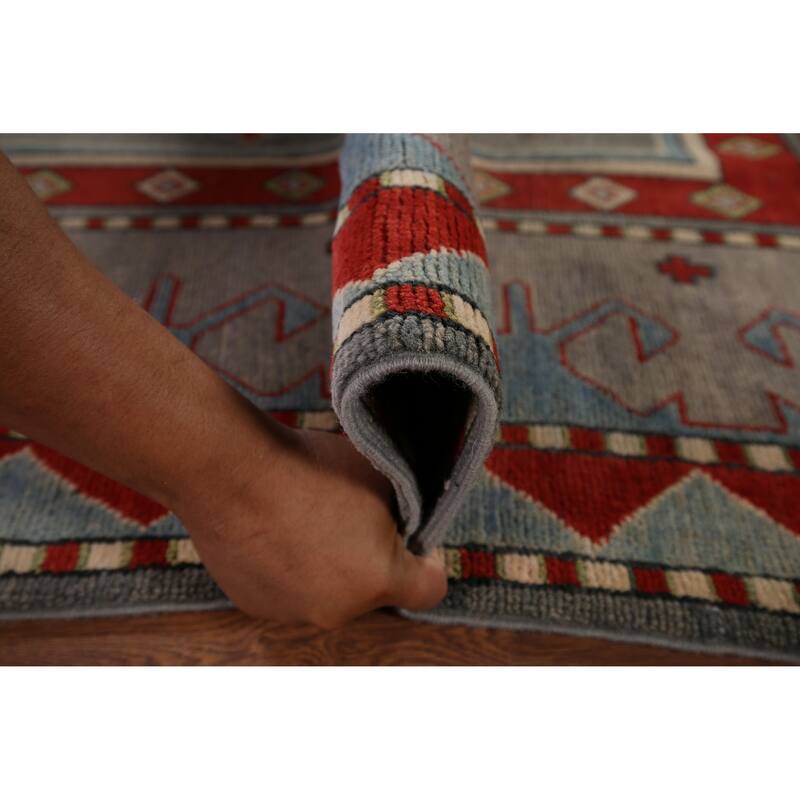 Gray Kazak Oriental Area Rug Handmade Wool Carpet - 6'6" x 10'2"