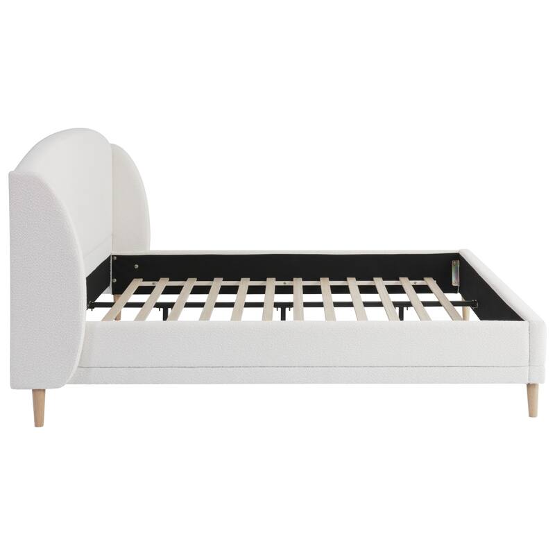 Christopher Knight Home - Isabella Wingback Upholstered Platform Bed with Boucle Fabric and Rounded Corners