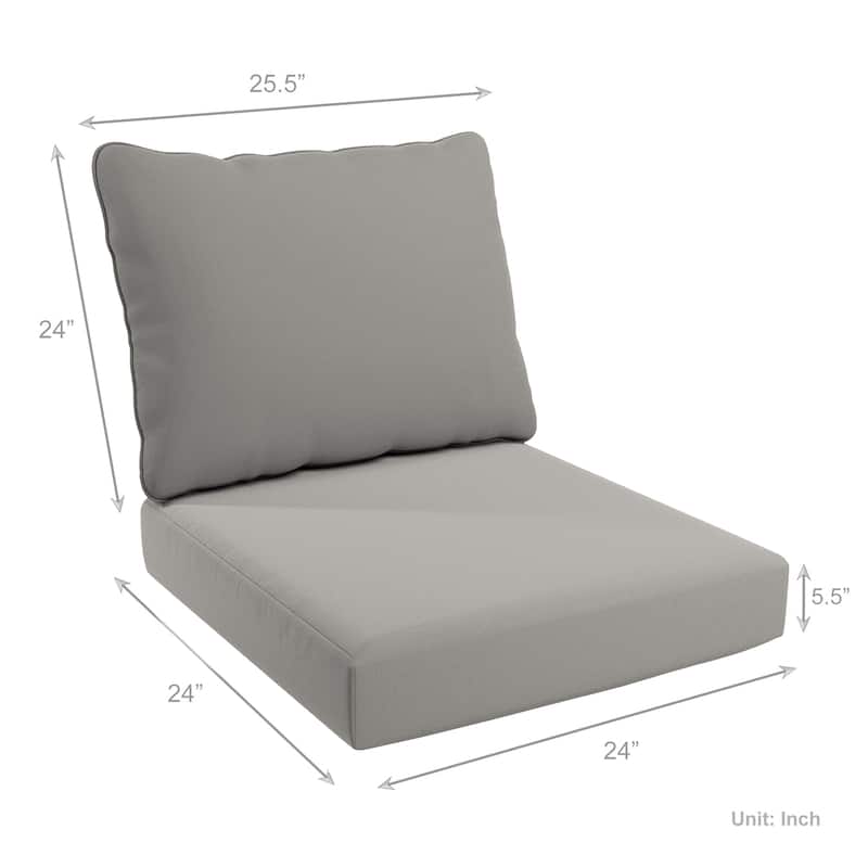 California Umbrella Outdoor Deep Seat Cushion Set, 24" x 48", Sunbrella Fabric, Densified Fiber Fill