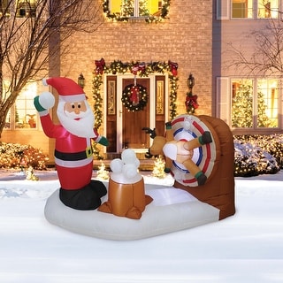 A Holiday Company 6ft Wide Animated Snowball Fight, 4.5 ft Tall, Multi ...