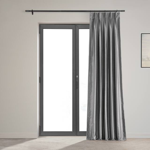 Exclusive Fabrics Solid Faux Dupioni Pleated Blackout Curtain Panel