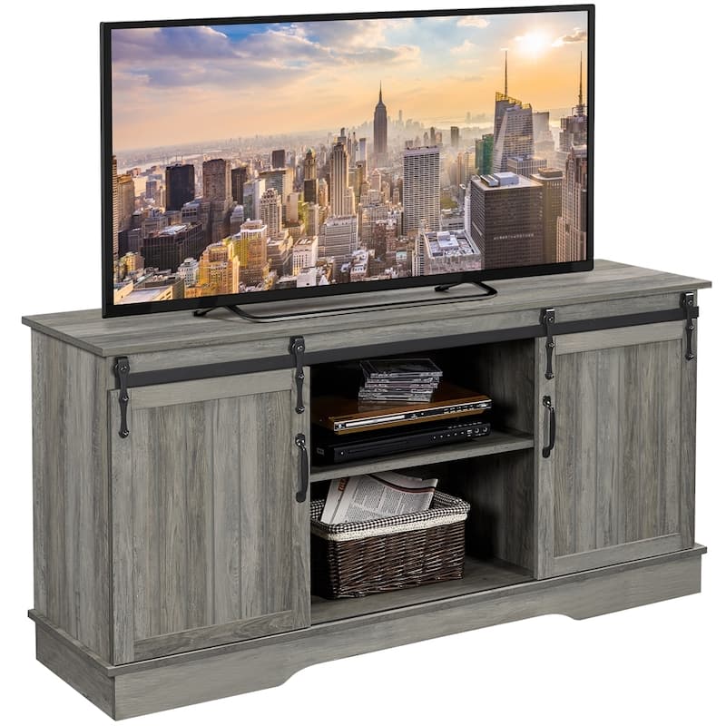 Yaheetech Industrial Classic Farmhouse TV Stand for TVs up to 65" - Grey Wash