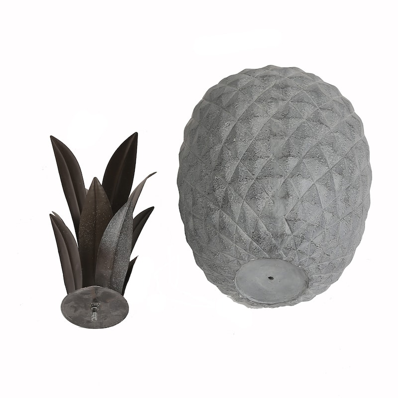 Grey and Rustic Brown Pineapple Garden Indoor Outdoor Statue