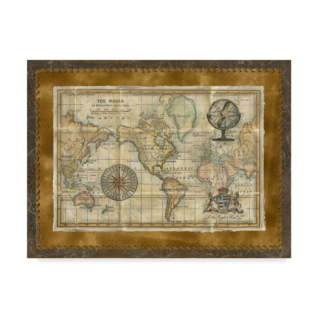 Vision Studio 'Antique World Map Framed' Canvas Art