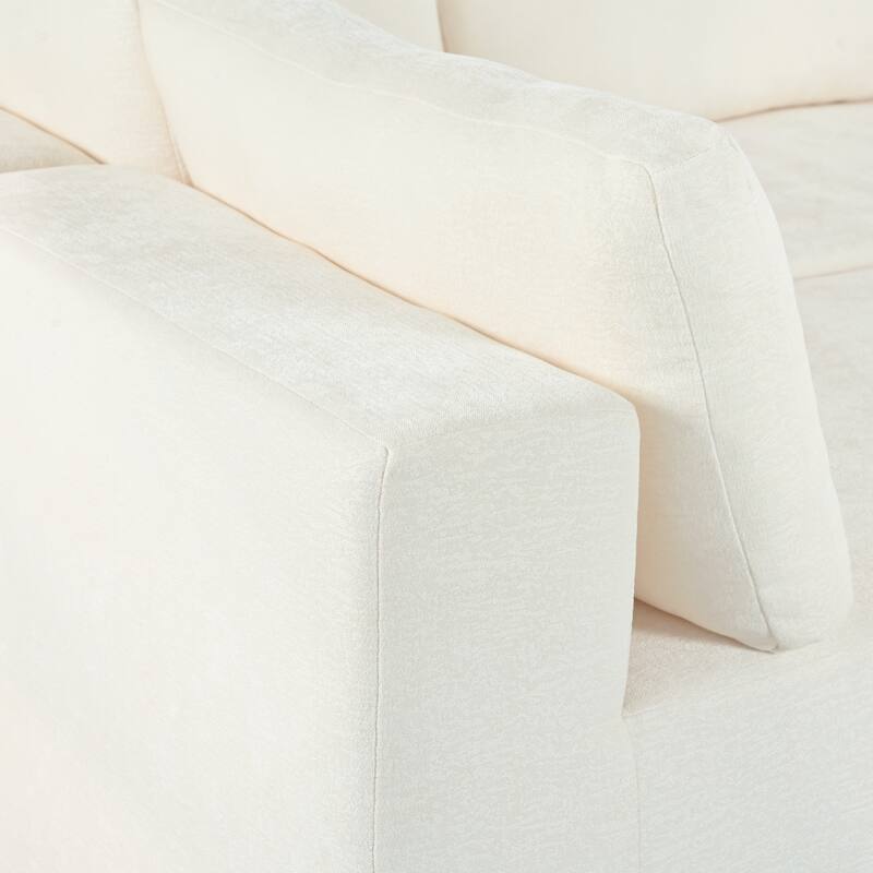 Beige 3-Piece Chenille Modular Sectional Sofa, No Assembly Required