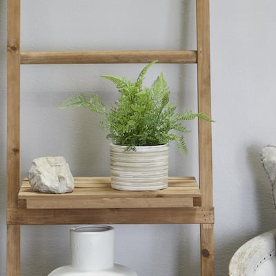 The Novogratz Green Faux Foliage Fern Artificial Plant with Realistic Leaves and Patterned Round Pot