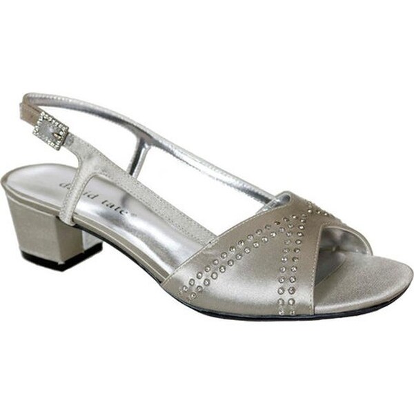 Shop David Tate Women's Wish Heeled Sandal Silver Satin - On Sale ...